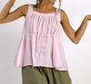 Manuelle Guibal Deb Fluflu cotton camisole top in pale pink, worn front view