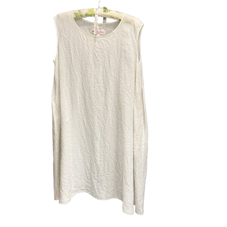 Manuelle Guibal Deb Num sleeveless linen dress in white, on hanger
