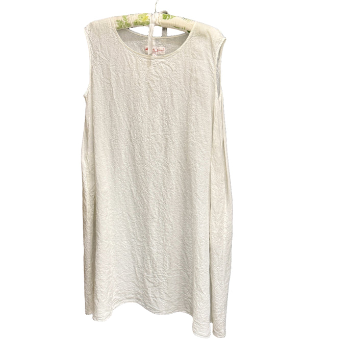Manuelle Guibal Deb Num sleeveless linen dress in white, on hanger