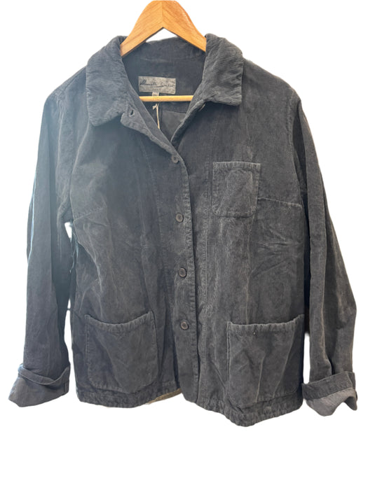Manuelle Guibal Iano needle cord blazer jacket in grey, front view on hanger