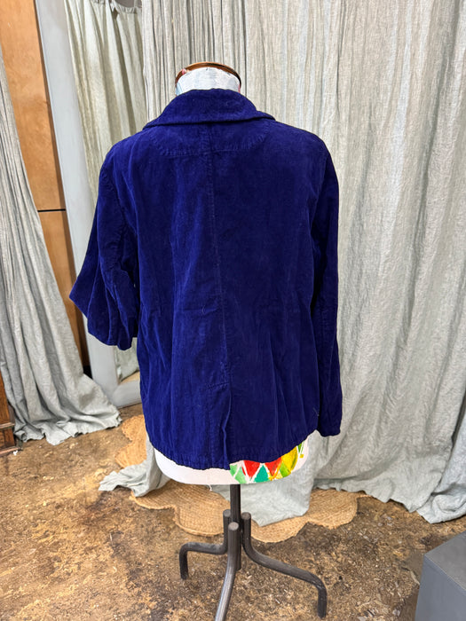 Manuelle Guibal Iano needle cord blazer jacket in oceanic blue, back view