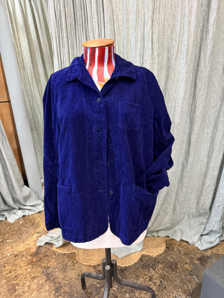 Manuelle Guibal Iano needle cord blazer jacket in oceanic blue, front view