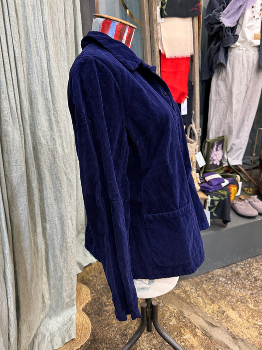 Manuelle Guibal Iano needle cord blazer jacket in oceanic blue, side view