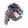 Manuelle Guibal Injiso check silk bandana scarf in navy and white gingham