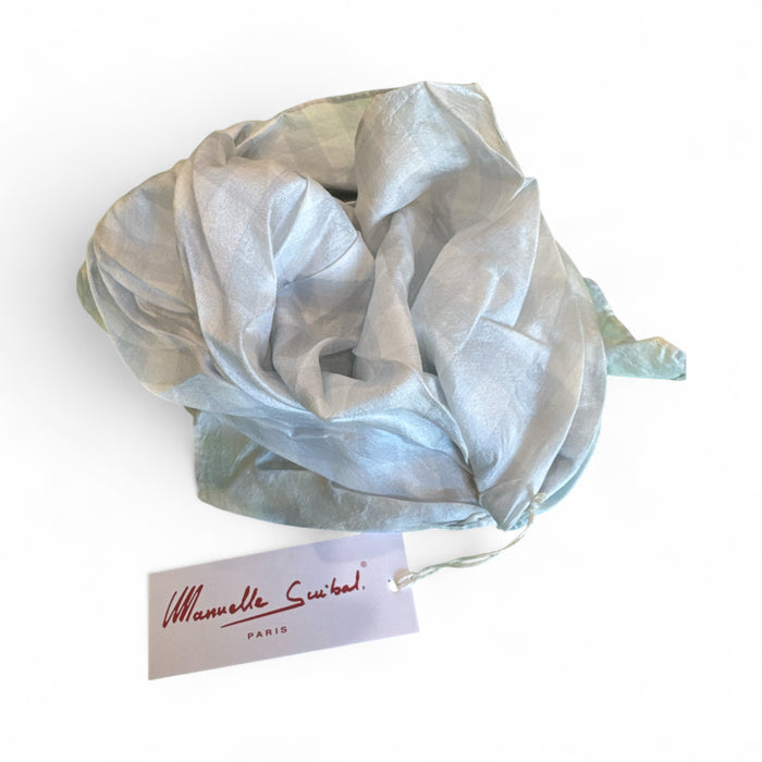 Manuelle Guibal Injiso check silk bandana scarf in pale blue