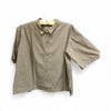 Manuelle Guibal Iyo short sleeve cotton shirt in khaki, on hanger