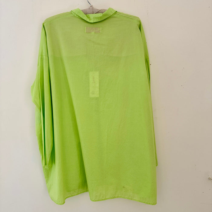 Manuelle Guibal Keya cotton blouse in lime green, back view