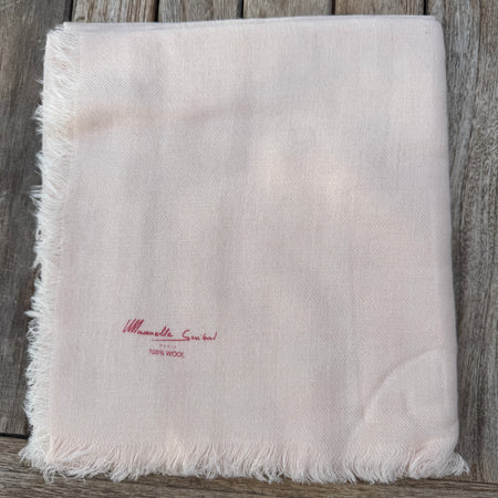 Manuelle Guibal Lowo fringed wool scarf in palest apricot, folded flat