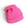 Manuelle Guibal Pepe fine knit beanie in fluoro pink with turned-up cuff