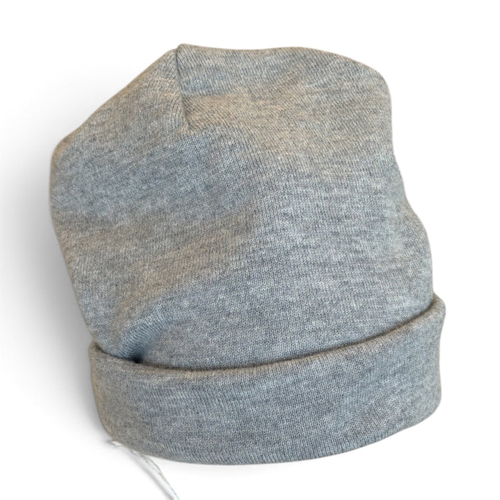 Manuelle Guibal Pepe fine knit beanie in grey marle with turned-up cuff