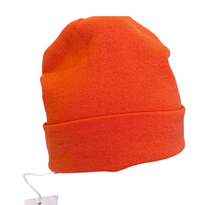 Manuelle Guibal Pepe fine knit beanie in bright orange with turned-up cuff