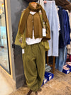 Manuelle Guibal Timo corduroy worker pant in auric olive, styled on a mannequin