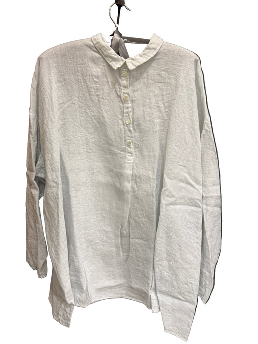 Manuelle Guibal Yilin linen tunic in ash blue grey, on hanger