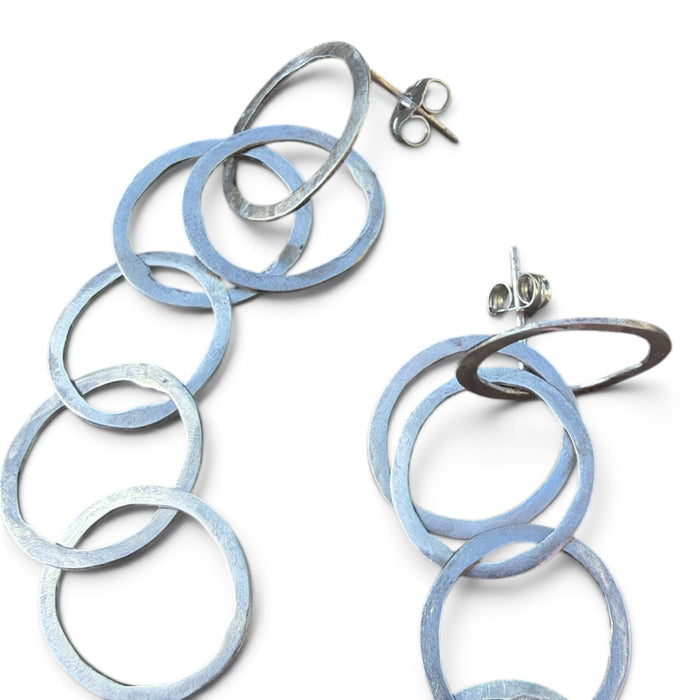 Mary Odorcic 925 silver handmade link earrings, alternate view