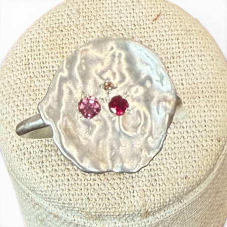 Mary Odorcic keshi ring with tourmalines