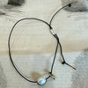 Mary Odorcic silk bracelet with silver and gold disc charms, alternate view