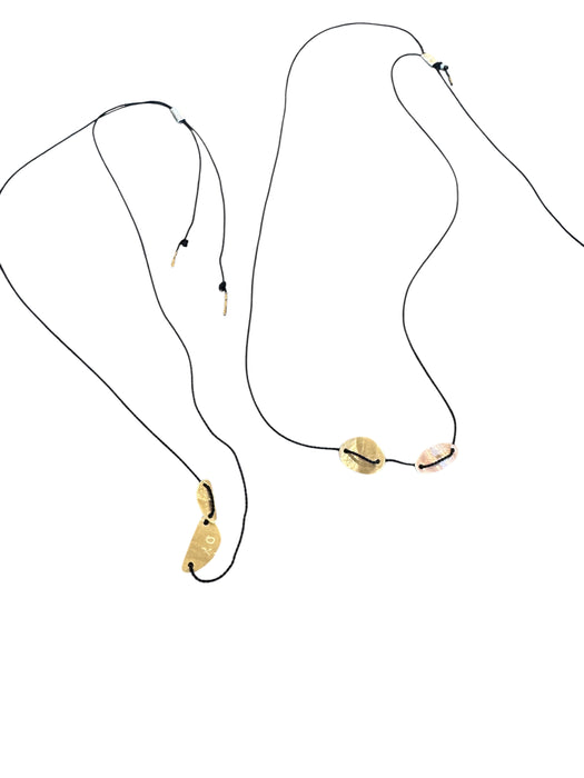 Mary Odorcic simple black silk necklace with charms, alternate view