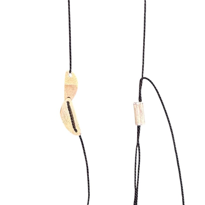 Mary Odorcic simple black silk necklace with charms, alternate view