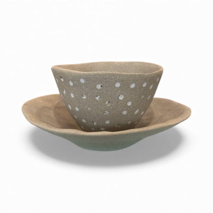 Mel Robson dotty bowl and saucer, extra small