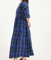 Metta Melbourne Boating dress in blue check, side view