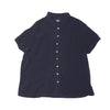 Metta Melbourne Cliff linen short sleeve shirt in navy, flat lay