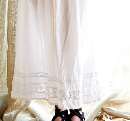 Metta Melbourne Harper slip skirt in white, lace hem detail