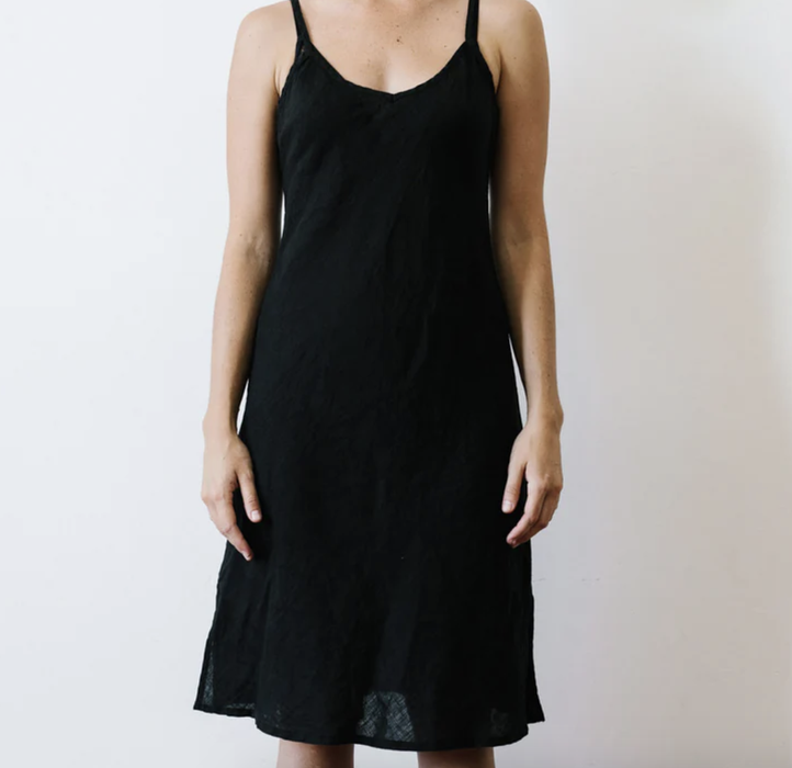 Metta Melbourne Imogen cotton voile slip in black, worn