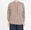 Metta Melbourne Italy shirt in coco stripe, worn front view