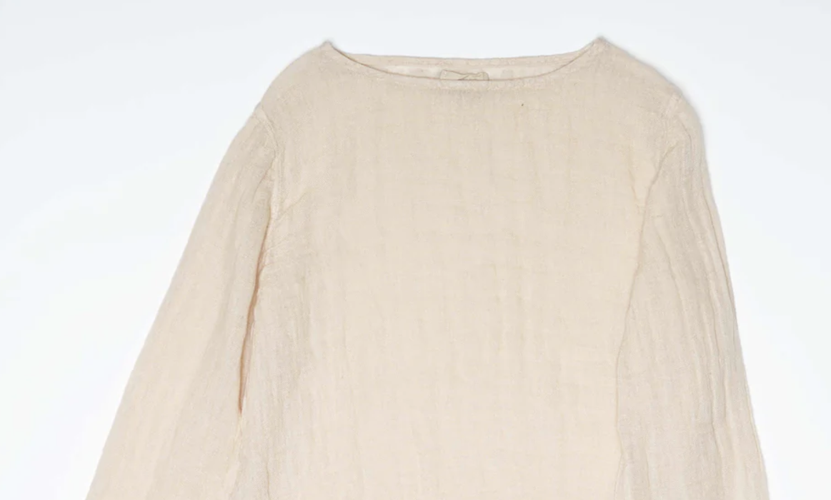 Metta Melbourne Lilly gauze tee top in off white, front view