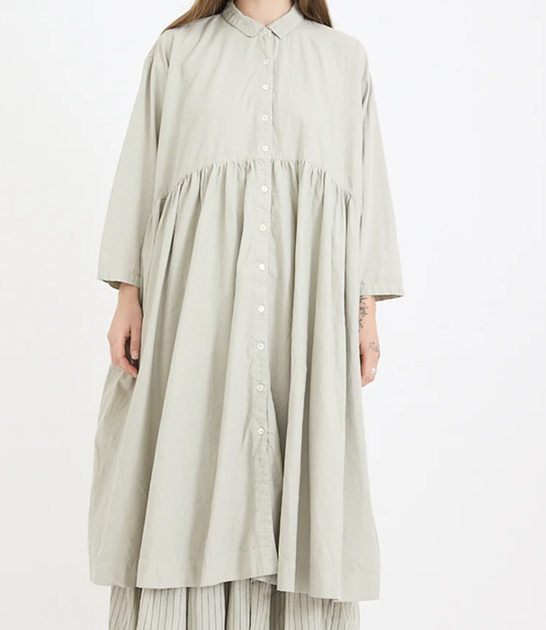 Metta Melbourne Oak dress in concrete, worn front view