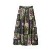 Nancybird Alma yoke skirt in black botanical patchwork print, flat lay