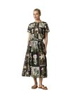 Model wearing the Nancybird Alma botanical print skirt with a matching top