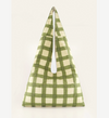 Nancybird green check knot bag, front view