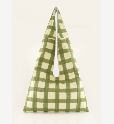 Nancybird green check knot bag, front view