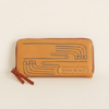 Nancybird long zip leather wallet in ochre with embossed line design