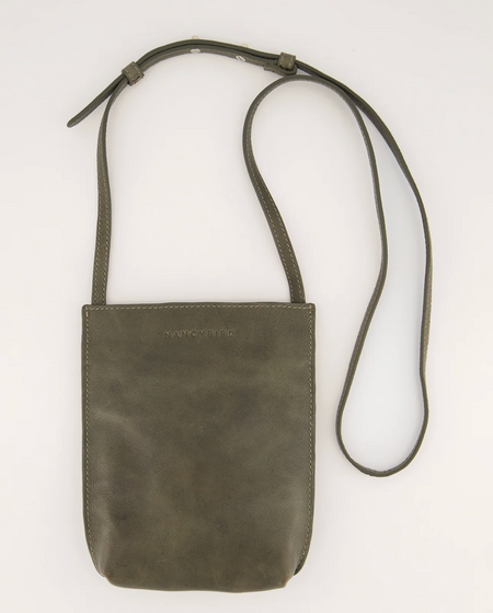 Nancybird Louanne leather crossbody pouch bag in agave green