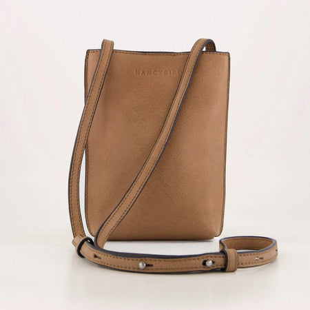 Nancybird Louanne leather crossbody pouch bag in stone