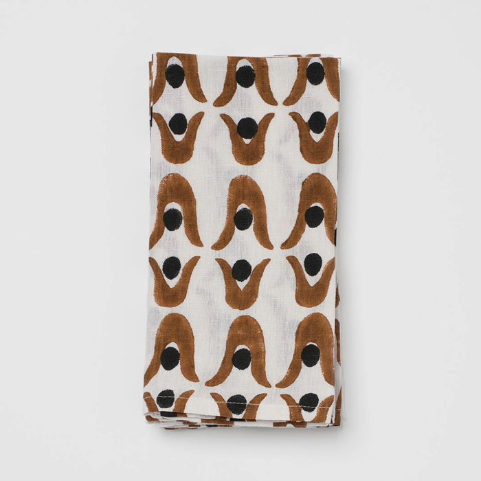 Nancybird Napiery linen serviette in geo flower print, folded