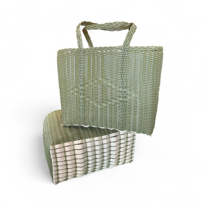 Palorosa handwoven diamond weave tote basket, medium, in eucalyptus