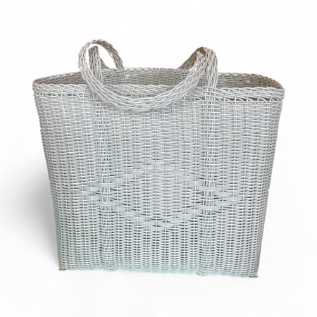 Palorosa handwoven diamond weave tote basket, medium, in palm