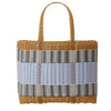 Palorosa Mercado two tone market basket in blue lilac and tobacco, handwoven medium shopping basket
