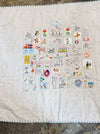 Rebecca Manning hand stitched baby quilt in linen and cotton, alternate view