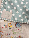Rebecca Manning hand stitched baby quilt in linen and cotton, alternate view