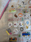 Rebecca Manning hand stitched baby quilt on a dotty background, alternate view