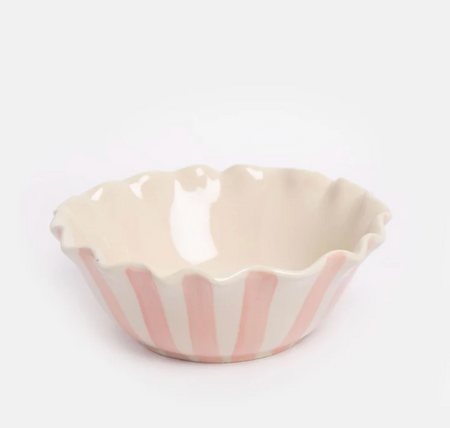 Scarpa Imports stripey fluted dessert bowls in pink stripe and yellow flower