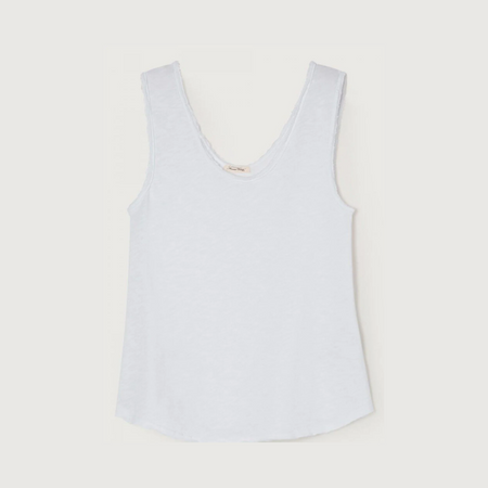 Sonoma Tank by American Vintage in mastic bone — relaxed fit sleeveless top with scoop neck, raw edges and soft fleck cotton finish