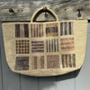 Sophie Digard XL raffia basket bag in natural with woven check and stripe panels
