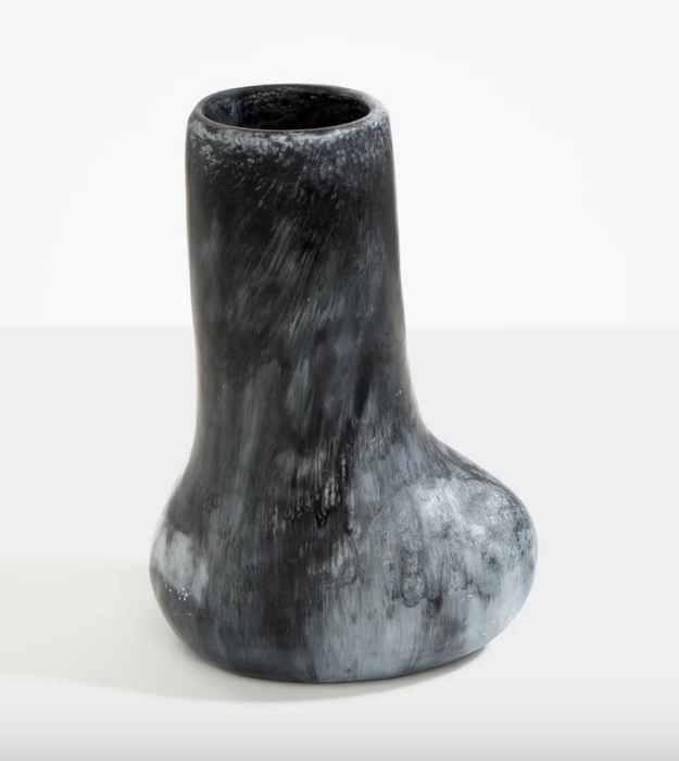 Black marbled vase on a white background