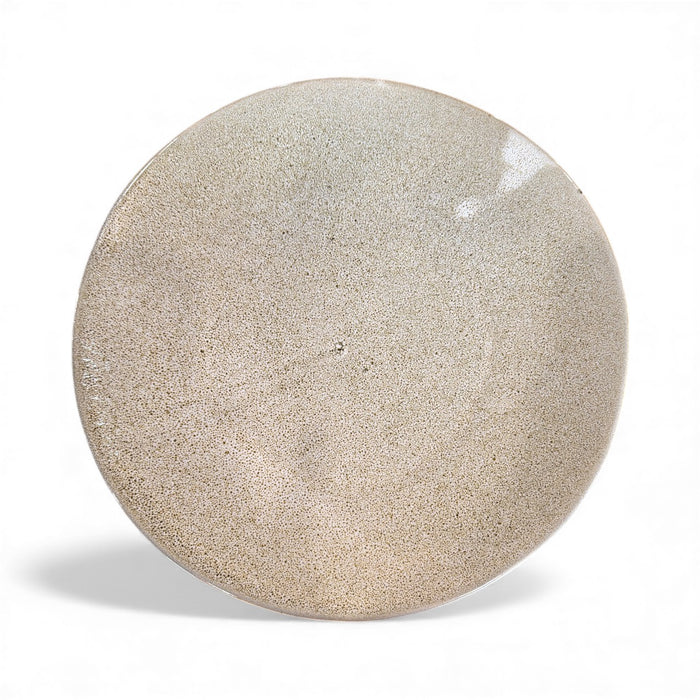 Round stone plate on a white background