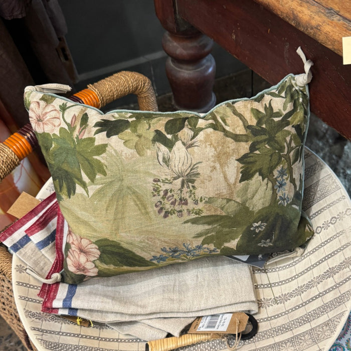 Swarm canvas zip clutch in Tulip, vintage painting of pale flowers and leaves